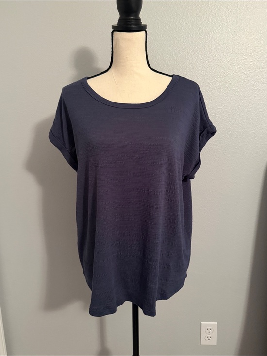 Maurices Tops - Soft Textured Navy Short Sleeve Scoop Neck Tee